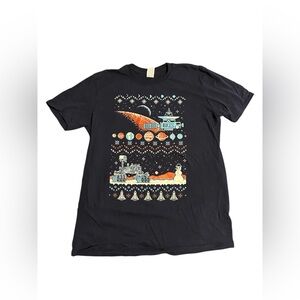 Gildan Navy Graphic Tee with Space Motif